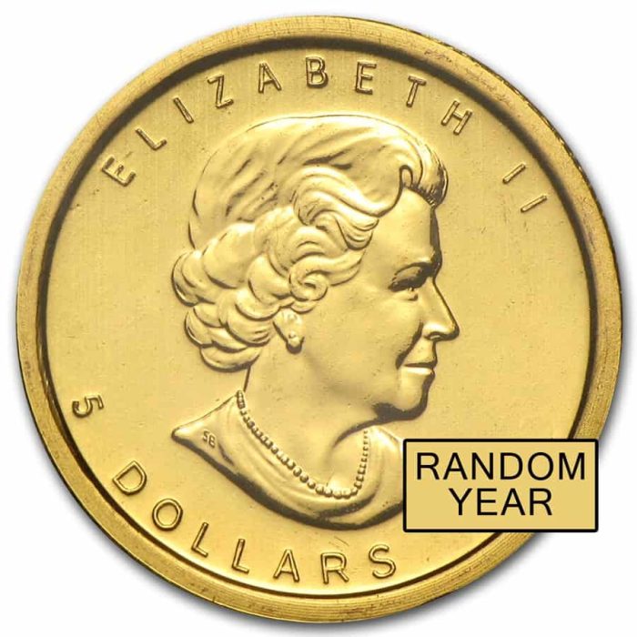 1/10 oz Random Year RCM Canadian Gold Maple .9999 - Image 2