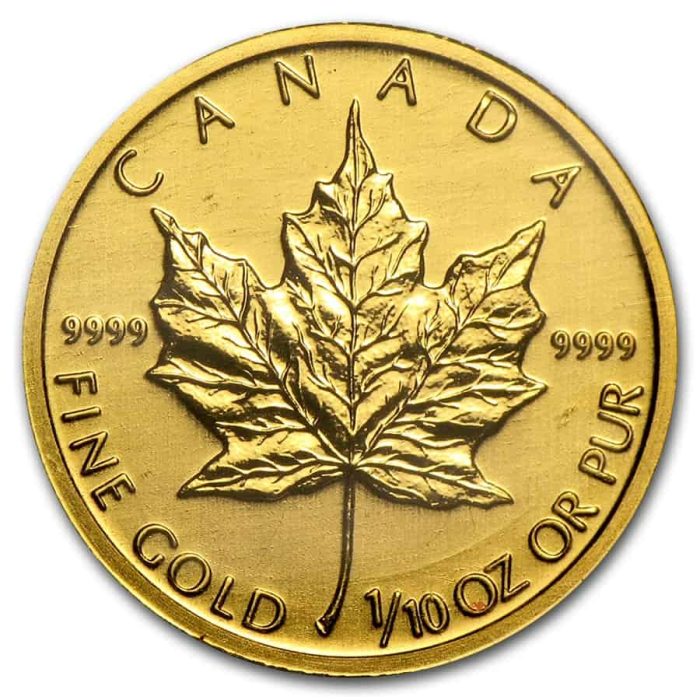 1/10 oz Random Year RCM Canadian Gold Maple .9999