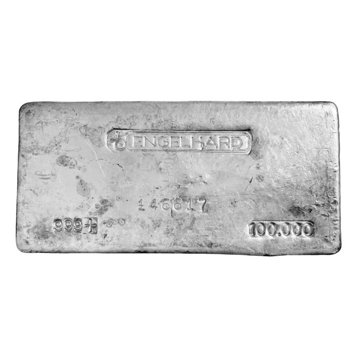 100 oz Engelhard Silver Bar .999